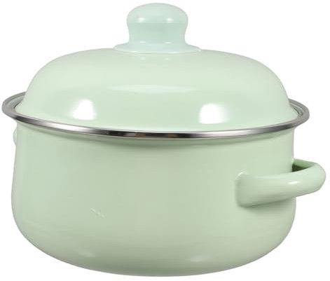 WEKADRIN Enamel Soup Pot Lid Vintage Style for Home Kitchen for Cooking Milk Soup and Lightweight