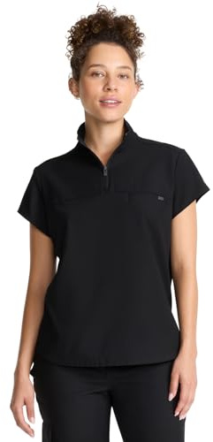 Healing Hands Scrubs for Women Scrub Top with Zip Stand Collar 360° Stretch HH752, XL, Black
