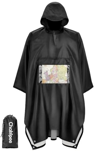 Chakipee Regnponcho vattentät vuxen återanvändbar regncape lätt med transparent väska, packbar regn poncho mångsidig för resor, vandring, camping, festivaler