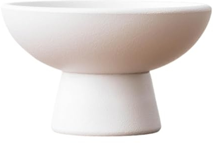 Ronyme Round Ceramic Flowerpot Decorative Flower Bowl, Porcelain Minimalist Flower Pot, Desk Plant Container, Multipurpose Elegant Floral Art Supplies for Yard Living Room Bookshelf, White