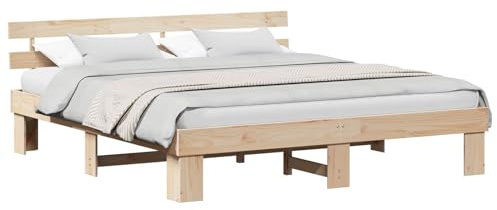 vidaXL Struttura del Letto Naturale 180 x 200 cm Pino massello, Struttura Letto Moderna, Rettangolare, Legno di Pino Resistente, Design Minimalista, Essenziali per la Camera