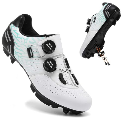 TvzsiY Zapatilla de Ciclismo MTB Hombre, Mujer Zapatos Bicicleta de Montaña Impresión Respirables Compatibles con SPD Lock System