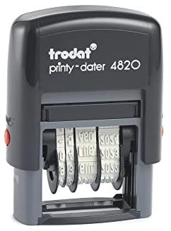 Trodat Printy 4820 Timbro Datario Autoinchiostrante Colore Nero, Formato Data GG MMM (in lettere) AAA, Italiano, Altezza carattere 4 mm, Impronta 25x4 mm, Cartuccia Nera Inclusa, in Blister