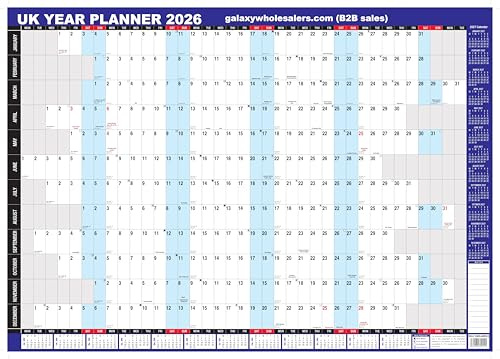 2026 UK unmounted year view wall office A1 large planner blue colour