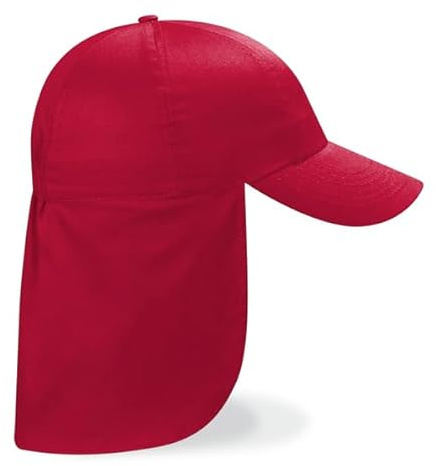 Beechfield - B11B Red Legionnaire Baseball Cap - Sun Hat, Sports Cap - 100% Cotton Twill Unisex Kid's Cap