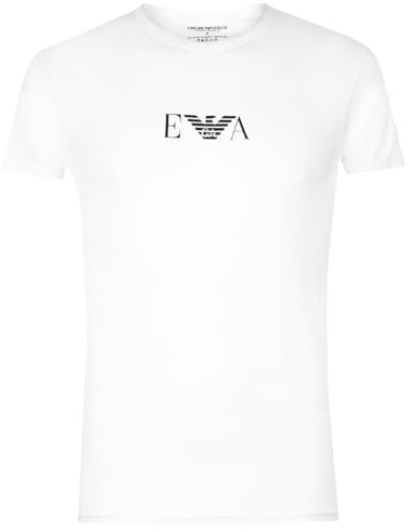 Emporio Armani Essential Monogram 2-pack T-shirt With Crew Neck, Maglietta Uomo, Bianco, S