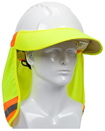 EZ-Cool 396-800-YEL Hi-Vis Hard Hat Neck Sun Shade With Visor, Large, Yellow
