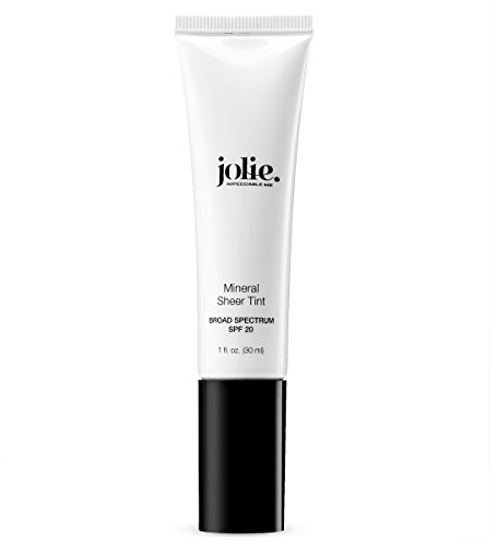 Jolie Mineral Sheer Tint SPF 20 Oil Free - Face Tinted Moisturizer - Hydration - Coverage - Sunscreen- Mineral Formula - Vegan (Medium)