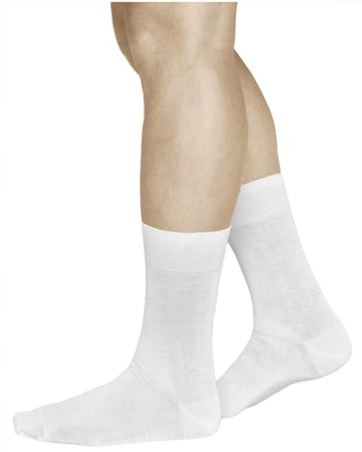 vitsocks Men's Thin Pure 100% COTTON Lightweight Socks (3 PAIRS) Fine Breathable Ultra Light Everyday Summer Mid Calf, white, 6-8 uk