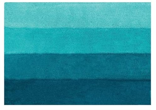 Spirella Badteppich Badematte Badvorleger Duschvorleger Mikrofaser Hochflor flauschig 55x65 cm – Türkis/Petrol
