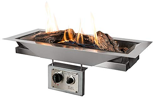 MANIA Feuertisch Einbaumodell für den Garten - Gas Feuerstelle ohne Rauch, Funken, Glut & Asche - Gaskamin Outdoor mit 12 kW rechteckig 69 x 32 x 23,3 cm - Gasfeuerstelle Terrassenkamin Kaminfeuer