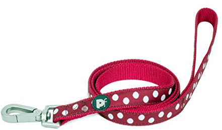 Petface White Dots Pattern Dog Lead, Medium, Cherry