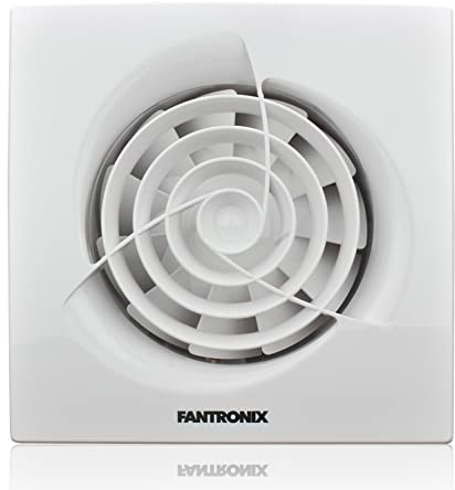 Fantronix WISPA Light Switch Activated, Humidity sensor and Timer Bathroom Extractor Fan 150x150x23mm External Size, 100mm / 4 inch diameter vent. Energy efficient and Long Lasting Motor White