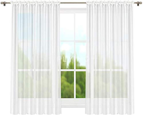 Juego de 2 cortinas de gasa listas para colgar, con cinta fruncidora transparente LB-PT-CN (145 x 160 cm)