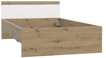 FORTE Arkina Jugendbett mit Liegefläche 120 x 200 cm , Holzwerkstoff, Artisan Eiche + Weiß, B x H x T: 125,3 x 76,8 x 210 cm