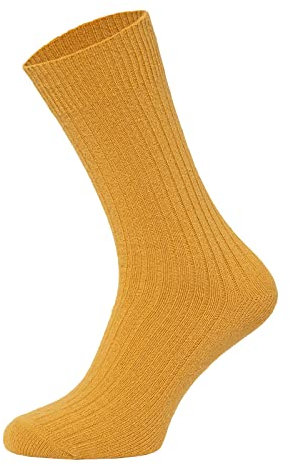Ein Paar Wollsocken Socken Herren Und Damen - Dünne Warme Wollsocken Mit 72% Schaf Wollanteil | Senf Gr. 43-46