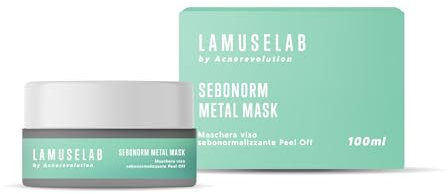 LaMuseLab LAMUSELAB Metal Mask Peel Off, Maschera purificante Sebo regolatore, Per pelle mista o grassa, Elimina Brufoli e Punti Neri, Equilibra il PH del viso, 100 ml