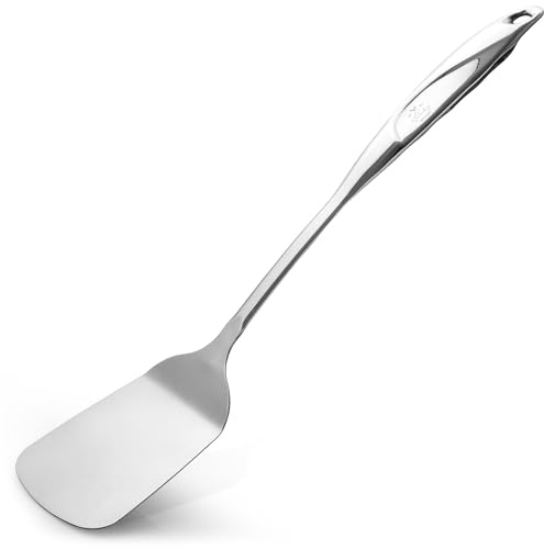Zulay Kitchen Stainless Steel Solid Turner - 15” Large Metal Spatula for Cooking, Frying & Grilling - Durable, Heat-Resistant & Dishwasher Safe Kitchen Utensil for Everyday Use