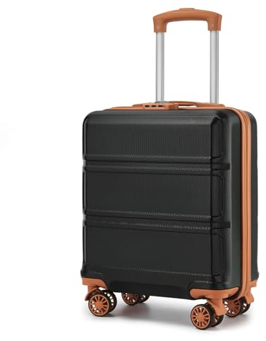 Kono Valise Bagage Cabine Easyjet Petite Valise a 4 Roulette Rigide et légère en ABS+PC Valise de Voyage （EasyJet 45x36x20cm, Noir/Marron）