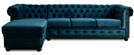 Lisa Design William - canapé Chesterfield d'angle Gauche - 4 Places - en Velours