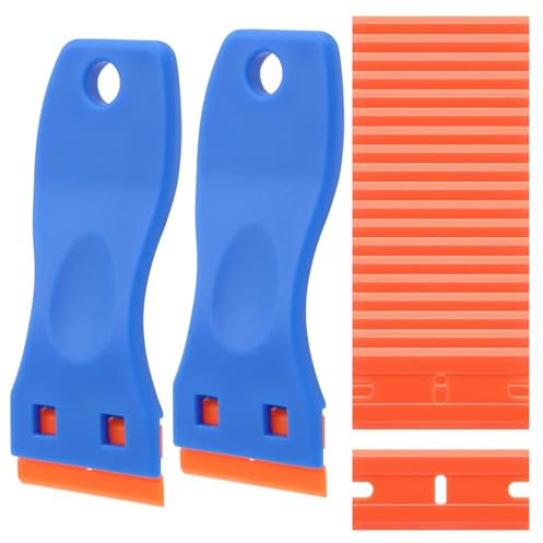 2 raschietti in plastica, mini raschietto in plastica con 20 lame in plastica, raschietti in plastica, per rimuovere residui di colla, rimuovi adesivi, raschietto in plastica per vetro e finestre