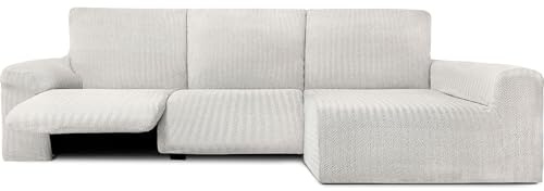 ECOMMERC3 | Copridivano Chaiselongue Braccio Lungo Destra con Relax - Copridivano ChaiseLongue Colore ecru Bielastico, traspirante e facile da applicare con schiuma di tenuta e gomme