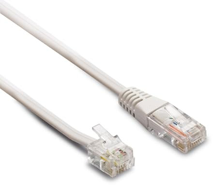 Metronic 395227 Câble téléphonique RJ45/RJ11 mâle/mâle 3 m pour modem routeur fax compatible norme NF C15-100 Blanc
