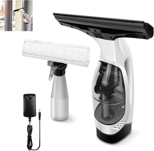 HSHa Fenstersauger Hand-Fensterreiniger Akku-Laufzeit 30 min, streifenfreie Reinigung, Vakuum-Fensterreiniger wiederaufladbar für Fenster, Spiegel, 8,5 x 33,8 x 10,5 cm