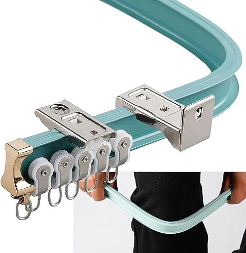 Sistema di binari per tende flessibile, 4/5/6 m, staffa pieghevole da soffitto e parete per finestre ad arco camper e porte scorrevoli, facile da piegare, asta morbida per finestre, soluzione