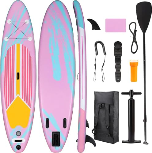 Tabla de Sup Paddle Surf Inflable, 305 x 76 x 15 cm con Accesorios Premium, abla Padel Surf Hinchable con Gran Estabilidad y Resistencia para Yoga, Turismo, Pesca, 200 KG (Rosa)