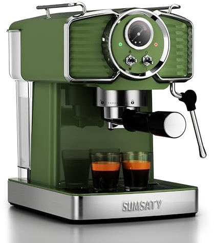 SUMSATY 20 Bar Espresso Machine Retro with Powerful Milk Frother, Green