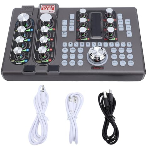 Tarjeta de sonido digital Profesional Ajustable Treble Bass Reducción de ruido Live Streaming Mixer Tarjeta de sonido para grabación de música Karaoke Canto Broadcast Metal