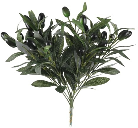 FdcLixuvol 12 Pcs Olive Branch 11.8Inch Artificial Plants Greenery Stems | Faux Olive Branches for Vase Green Leaves Fruits for Centerpieces Home Office Decor Wedding Greenery Party Decor