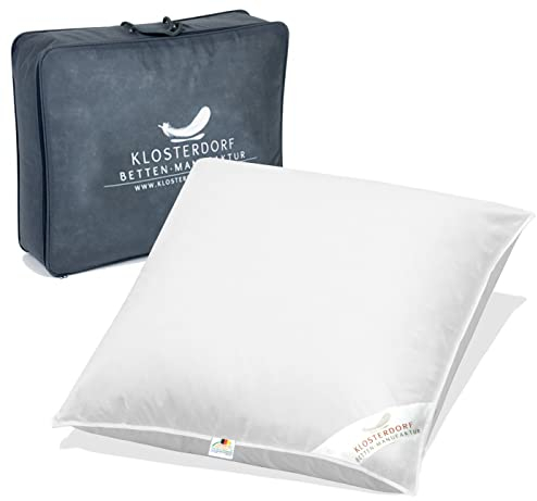 Klosterdorf Bettenmanufaktur Premium Kopfkissen - ''Propper'' - 80x80 cm - 1300 Gramm - fest - Handarbeit aus Deutschland - Für einen gesunden Schlaf