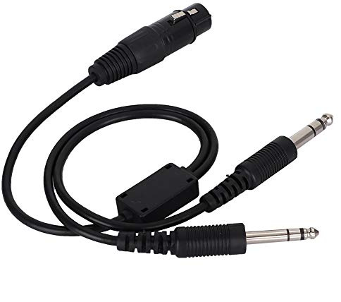 Kafuty Aviation Headset Adapter for Airbus XLR To GA Dual Plug 5 Pin Femmina Airbus XLR Connector to GA Twin Plugs Cavo per Adattatore Cuffie, Nero