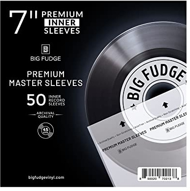 BIG FUDGE Premium Master Vinylöverdrag - 18 cm x 50 st - Arkiverande Antistatiskt Innerhylsor för Vinylskivor - Klara 3-lagers Vinyl Inre Ärmar - Mofi innerärmar Olastomslag för Skivor