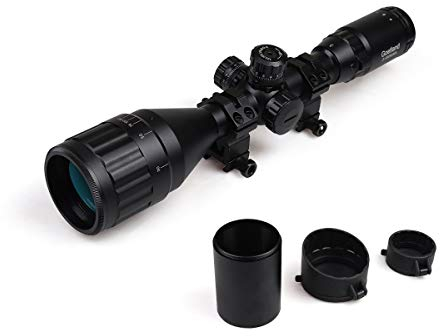 Goetland Lunettes de Visée 3-9x50 Airsoft Mil Dot R4 Rouge Vert Bleu Illuminé SFP pour Tactique Chasse Airsoft Arbalète Carbine Tir Sportif