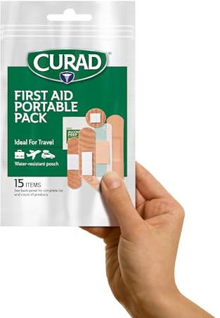 CURAD First Aid Portable Pack |15 - Count On-the-Go Essentials |12 Packs