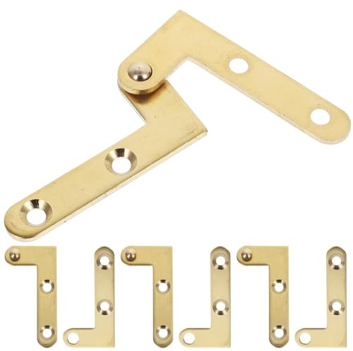Uonlytech Copper Pivot Door Hinges 4 Sets 1.92X0.98 Inch 360 Degree Rotatable Hidden Hardware for Wooden Cabinet French Doors Window Fittings