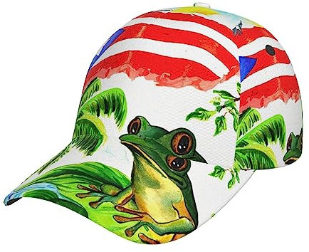 StOlmx Puerto Rico Flag Frog Palm Trees Baseball Cap Adjustable Twill Bulk with Ponytail Hole Classic Dad Hat for Men Women Black