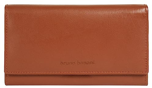 bruno banani große Geldbörse im Querformat Echt Leder Damen RFID-Schutz, Kompaktes Design, Funktional, Clever konzipiert Cognac 021829
