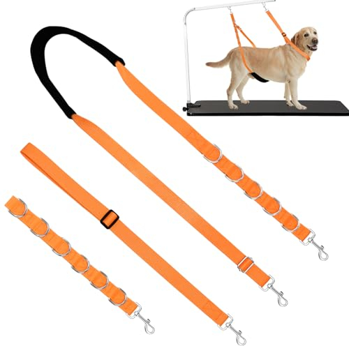 ASOCEA Hundepflege Bauchgurt Band Verstellbare Grooming Restraint Schlaufe Hundepflegeschlaufe mit 6D-Ringen Halter für Halskrause für Haustiere für Kleine Mittlere Hunde Haare Schneiden Waschen