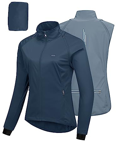 33,000ft Women's Cycling Jacket Waterproof Breathable Running Jacket Women High Visibility Reflective Cycling Vest with Removable Sleeves