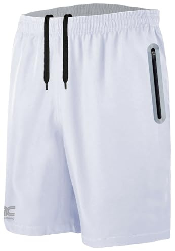 JRC Just Royal Clothing Pantalones cortos de correr para hombre con 2 bolsillos con cremallera, pantalones cortos ligeros para entrenamiento y gimnasio