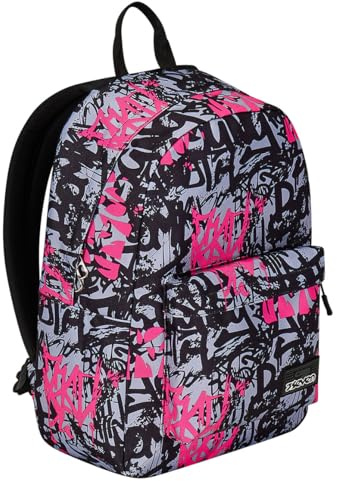 Seven ImusicPack-ryggsäck i ett fack, rosa och svart, med trådlösa hörlurar ingår, PC-ficka, rese- och skolryggsäck, barn och tonåringar, Rosenröd, Taglia unica, Skolan
