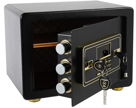 KEESUNG Coffre-fort électronique de 22 l - Coffre-fort électronique - Petit meuble - Système d'alarme - Résistant au feu - Double protection pour argent, bijoux, documents