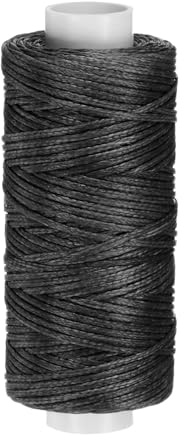 QUARKZMAN Cuir Couture Ciré Fil 50m 0,8mm 150D Plat Polyester Noir | Polyvalent Fils pour Cuir Artisanat, Reliure, Cordonnerie