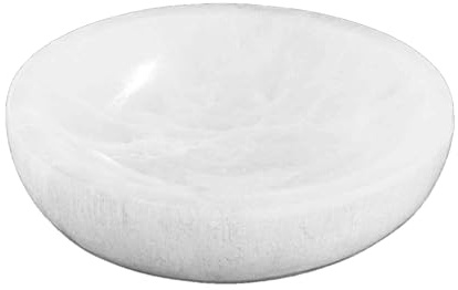 NKlaus Cuenco de selenita de 14 x 4 cm – Bandeja de carga natural para piedras preciosas, joyas y cristales, ideal para limpieza de energía y decoración espiritual