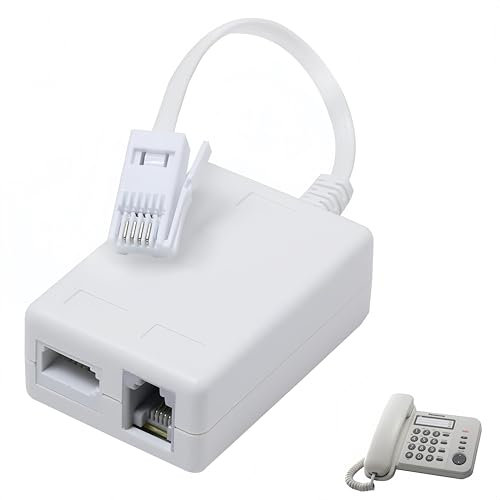 ADSL Microfilter & BT Plug Splitter to RJ11 - Noise-Free ADSL Filter for BT Sky Broadband Phone, Landline Modem Router Fax, Works with TalkTalk EE Vodafone Plusnet