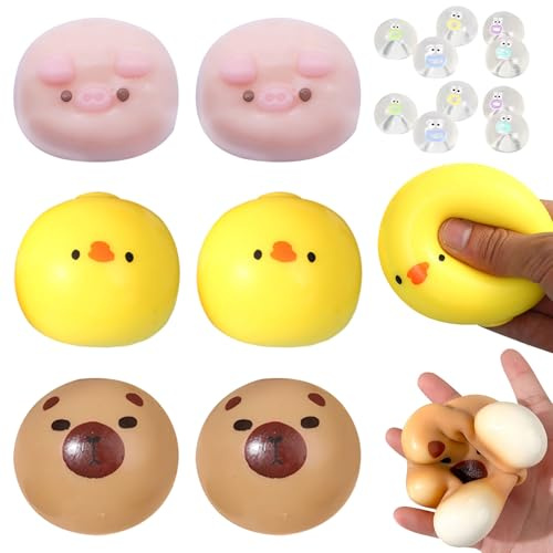 6 pezzi giocattolo antistress palla antistress maiale pollo capibara 10 mini grip giocattolo antistress giocattolo antistress giocattolo di maiale giocattoli per spremere l'ADHD per adulti e